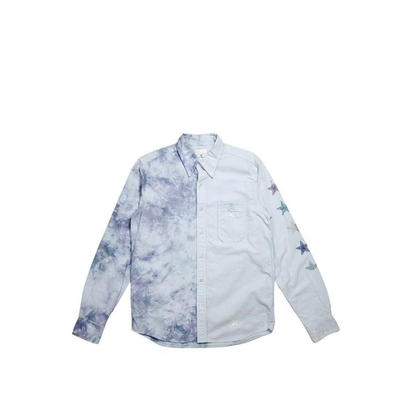 Uniform Experiment (3/M-L) L/S Star Sleeve Button Up Shirt - Blue Custom Japan - Picture 1 of 6